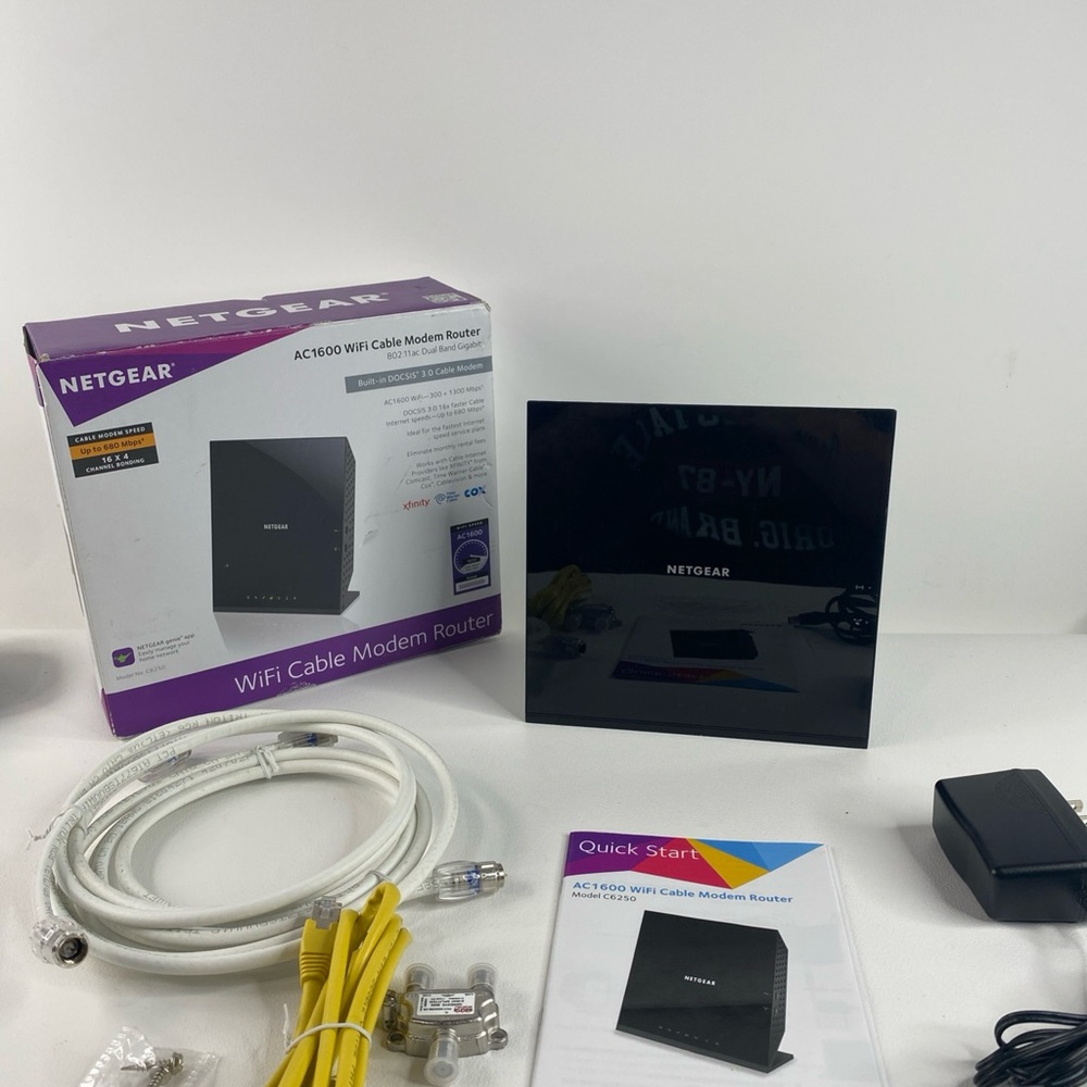 NETGEAR AC1600 Wifi Cable Modem Router | C6250 - Picture 1 of 8